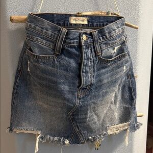 Madewell Distressed Denim Mini Skirt - Blue